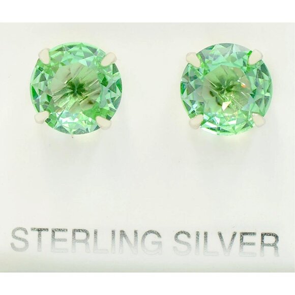 Created 10.12 Cts Green Fluorite Earrings Solid .925 Silver - Picture 1 of 5